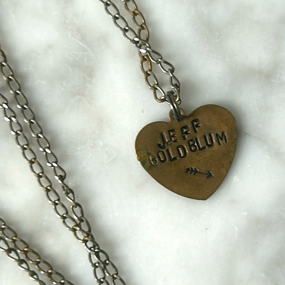 Jeff Goldblum brass pendant on long chain